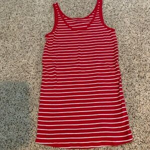 Red and White Striped Maternity Tank Top